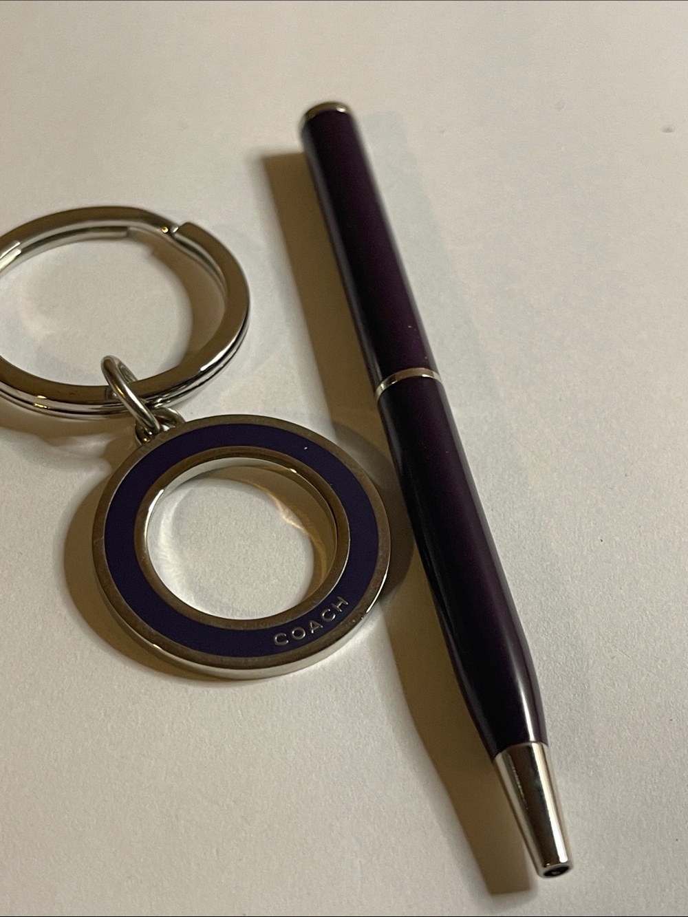 Coach Deep Purple Enamel Keyring Charm and Coach Pen